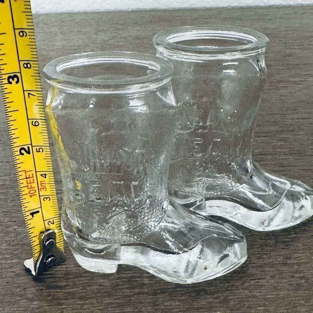 Jim Beam Whiskey Western Boot Shot Glasses Set